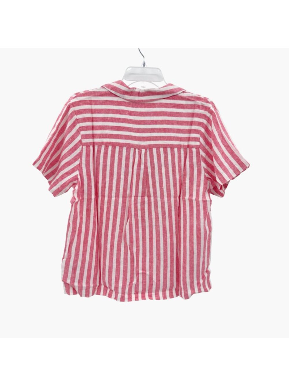 NEW Universal Thread Coral Striped Linen Blend Short Sleeve Button Down Size M - Picture 2 of 7